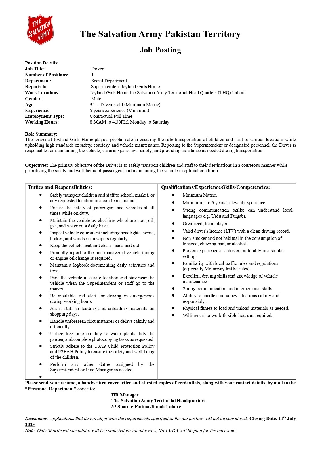 You are currently viewing 📢 Job Opportunity at Joyland Girls Home!